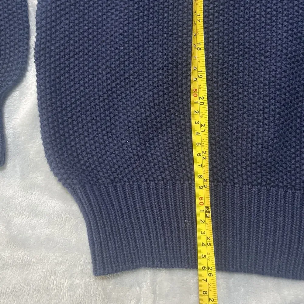 Vintage Eddie Bauer Sweater Sz Men's Medium Navy Blue Ribbed Heavy Knit - Picture 5 of 7